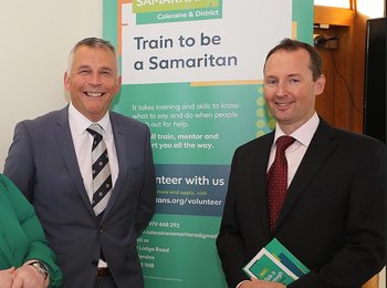 Gary Milling, Governor of Magilligan Prison, and Samaritans Ireland Assistant Director Mark Kennedy