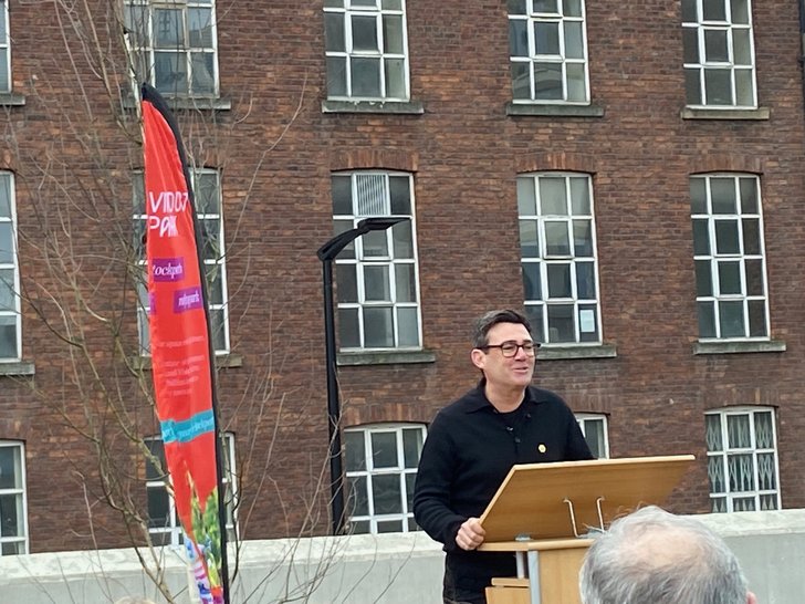 Andy Burnham opening Viaduct Park