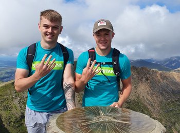 Two fundraisers at top of Snowdon
