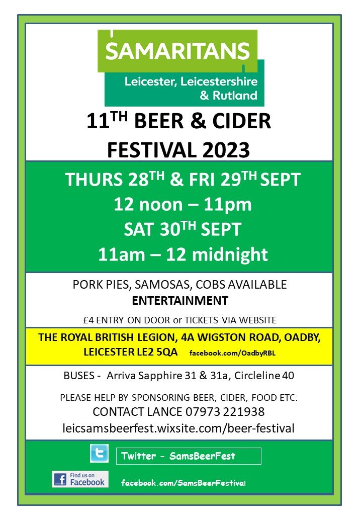 Leicester Samaritans Beer Festival 2023