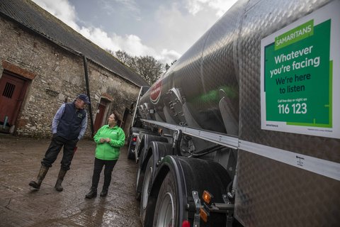 Dairy farmer Peter Hynes and Samaritans volunteer Aileen Spitere at the launch of a new rural mental health campaign with Dairy Industry Ireland (DII)