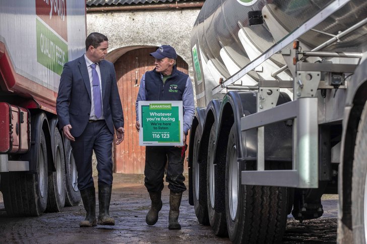 Minister of State Martin Heydon and dairy farmer Peter Hynes at the launch of a mental health campaign between Ireland’s milk co-operatives and Samaritans.