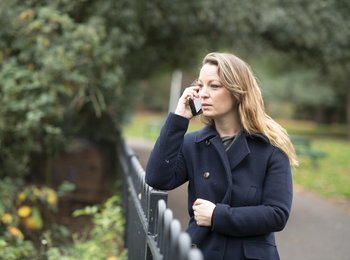 A woman on the phone
