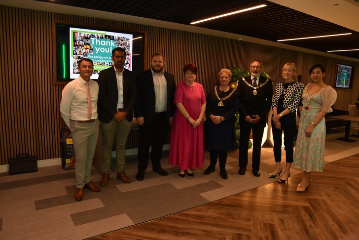 Dale with MP, councillor, and mayor