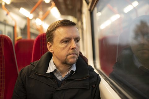 Man-window-train