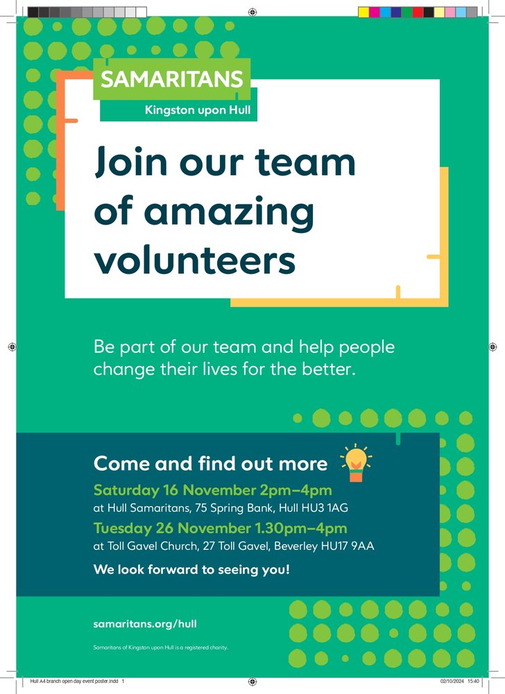 Hull samaritans open recruitment open day