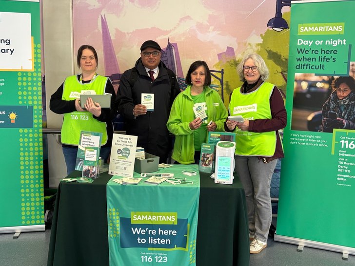 Baggy Shanker, Derby South MP joins Derby Samaritans for Small Talk Saves Lives 2026