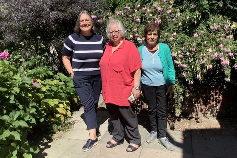 Julie Bentley (left), Deb (centre) and Jean (right) Garden in New Cross of LGS Sams