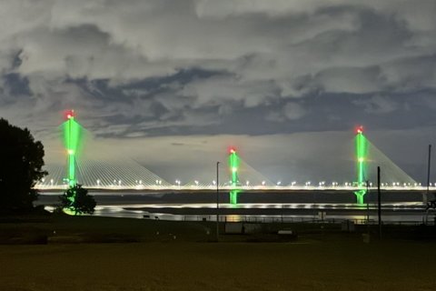 Mersey Gateway lit up