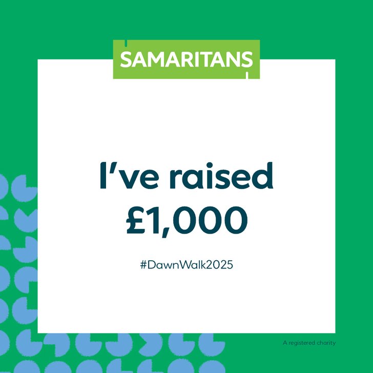 I've raised £1,000 - Dawn Walk 2025