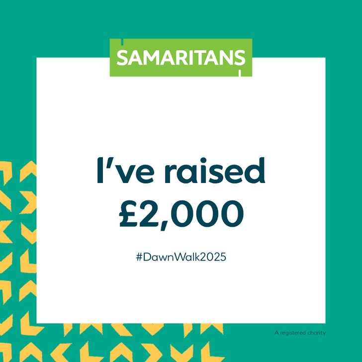 I've raised £2,000 - Dawn Walk 2025