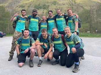 Laura Biggs and her team before taking on an adventure challenge for Samaritans