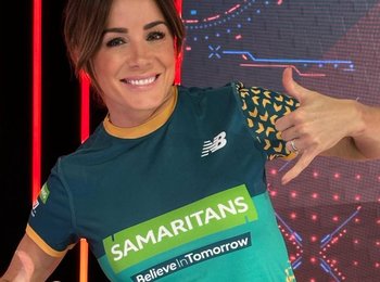 Natalie at the end of the London Marathon with her medal