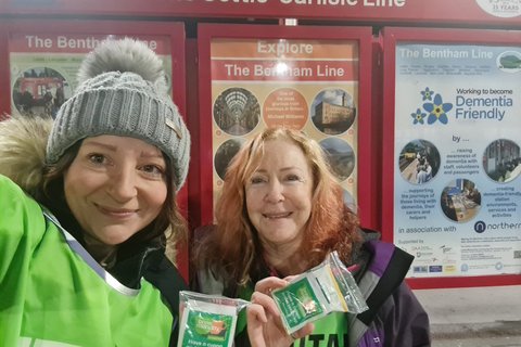Lisa & Bev at Skipton Train Station - Brew Monday 2023