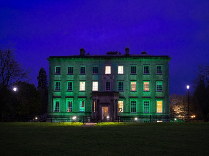 Palace Demesne, Armagh, lit green for the Longest Night