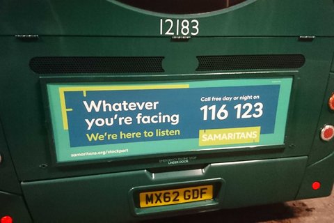 Samaritans advert on a bus