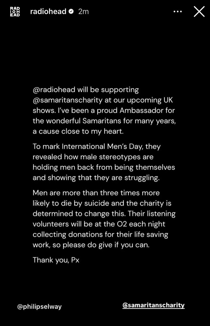Radiohead promoting Samaritans