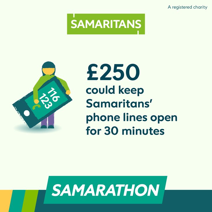 Samarathon - £250 could keep Samaritans' phone lines open for 30 minutes