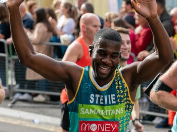 A Samaritans supporter during the London Marathon