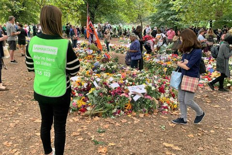 Samaritans volunteers provide emotional support to those paying respects to HM Queen Elizabeth II