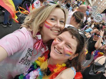 Sarah and her wife at Pride