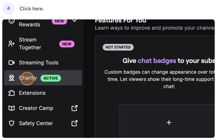 Twitch fundraising Step 4