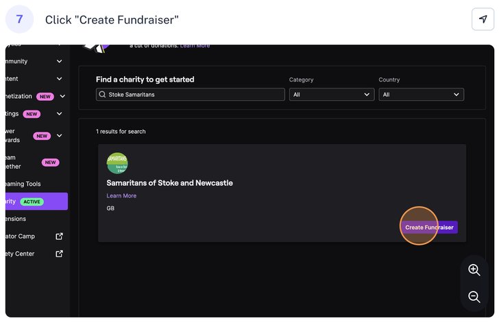 Twitch fundraising Step 7