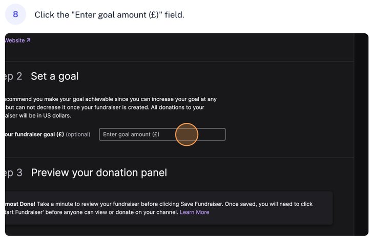 Twitch fundraising Step 8
