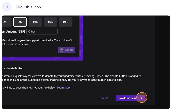 Twitch fundraising Step 11
