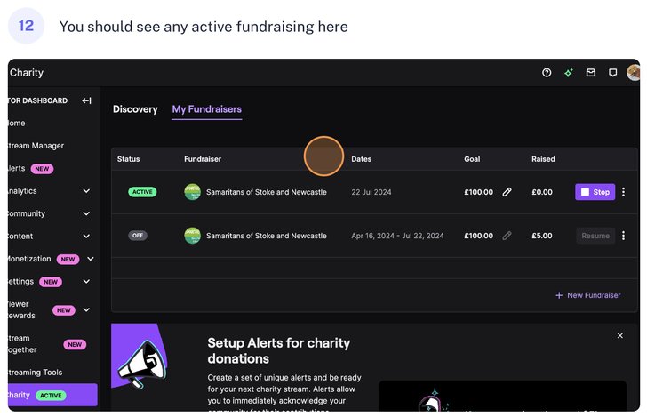 Twitch fundraising Step 12