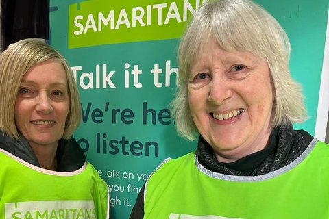 Volunteers Wendy and Pat at Stevenage Railway Station