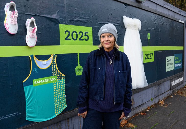 Gail Porter unveils 3D London billboard for Samaritans as charity launches new winter campaign - credit Doug Peters PA Media Assignments (5)