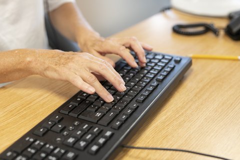 typing on keyboard