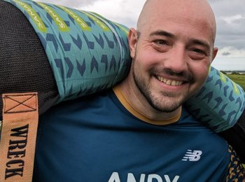 Andy carrying his big bag of worries