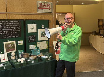 Volunteer with a mega phone.