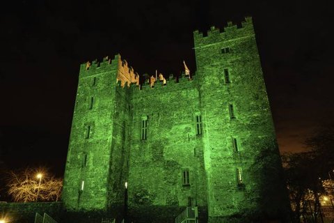 Bunratty Castle lit up green for The Longest Night