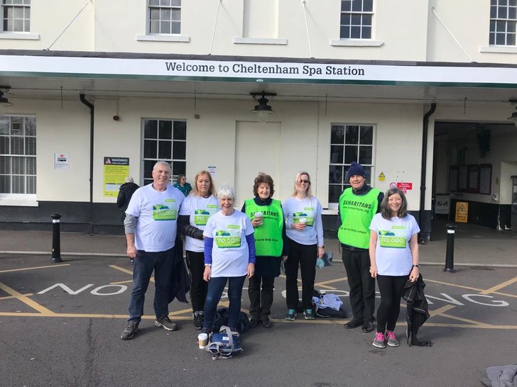 Volunteers outside Cheltenham Spa railway station