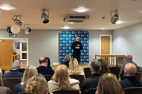 Paul on stage Bognor Business Forum