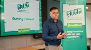 STEP training instructor giving a presentation