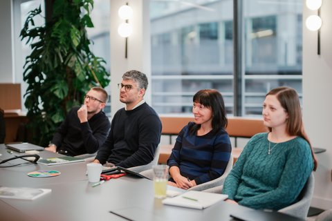 Four people taking part in a Samaritans STEP training session