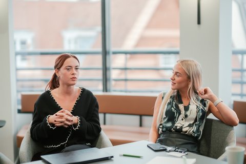 Two people in conversation at a Samaritans STEP workplace training session