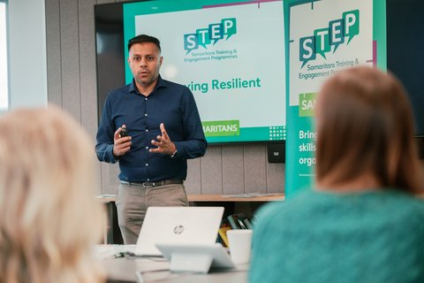 Course instructor at a Samaritans STEP workplace training session