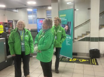 Volunteers in Horsham station.