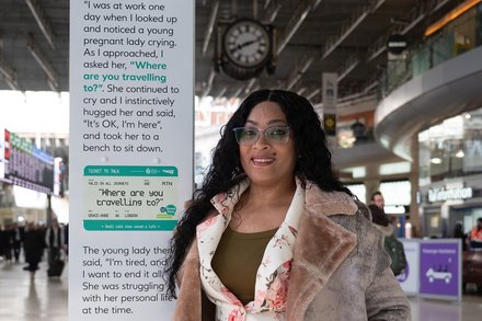 Grace-Anne at the Ticket to Talk display at London Waterloo 2026