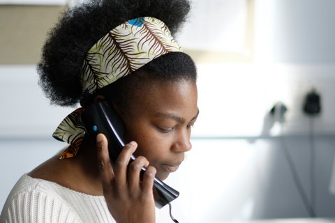 Volunteer on phone