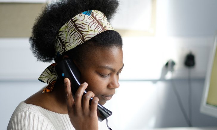 Volunteer on phone