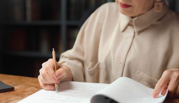 woman reading documents